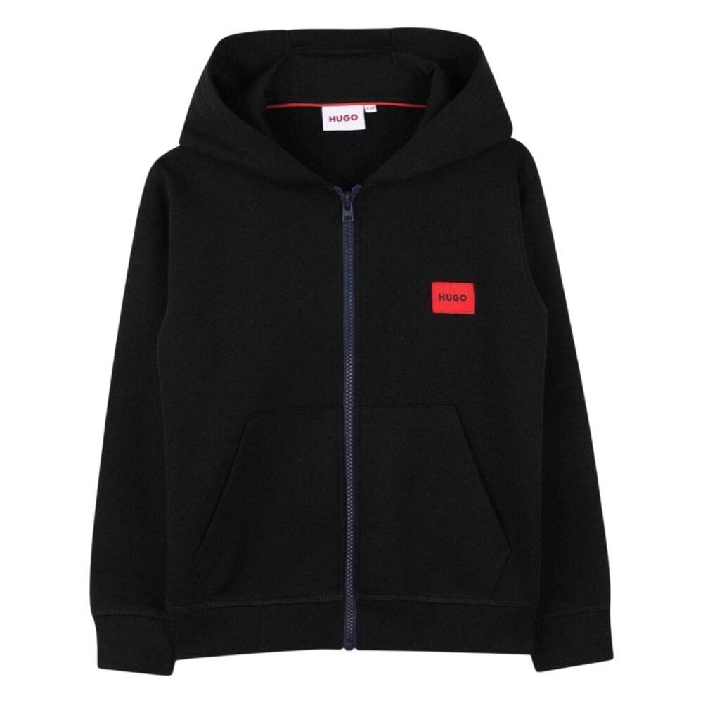 Hugo Childrens/Kids Logo Full Zip Hoodie / Black
